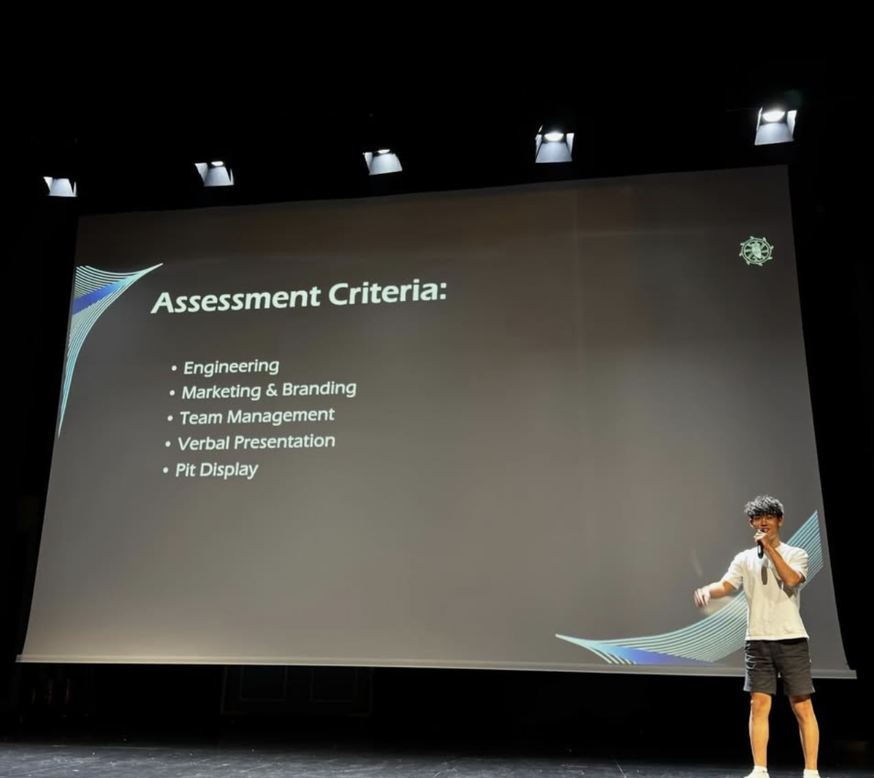 Anson presenting at the assembly