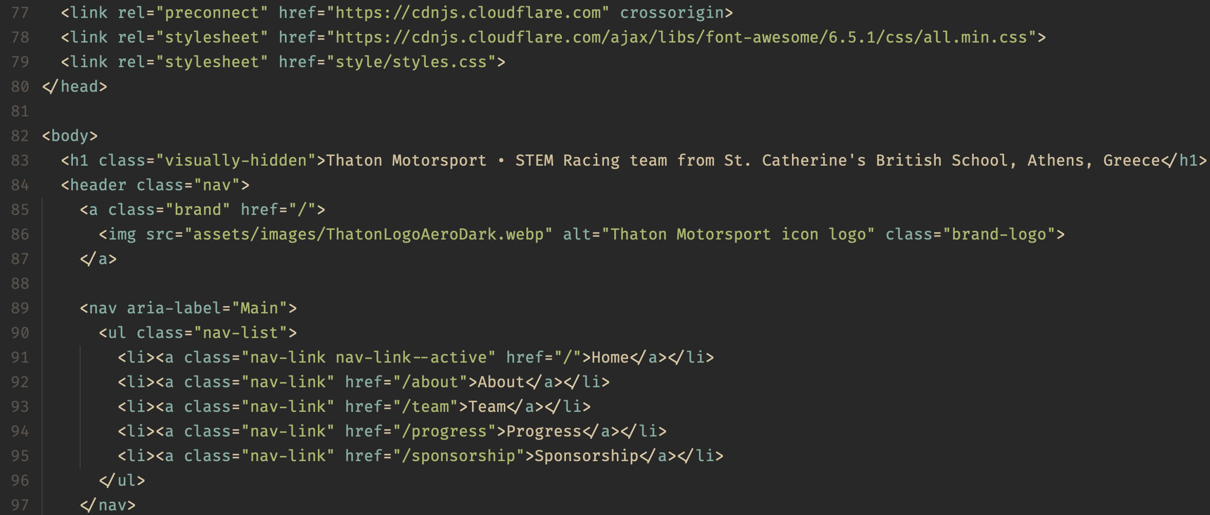 The Thaton Motorsport website source code